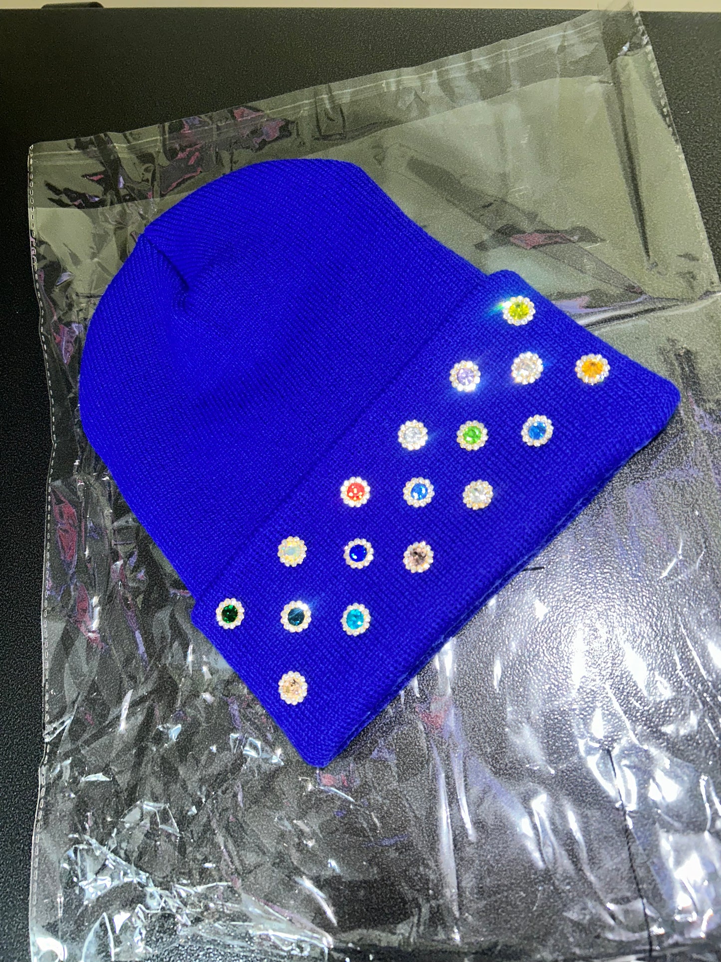 “Cosmic Candy (Blue Nebula)” Beanie- Cuff Only